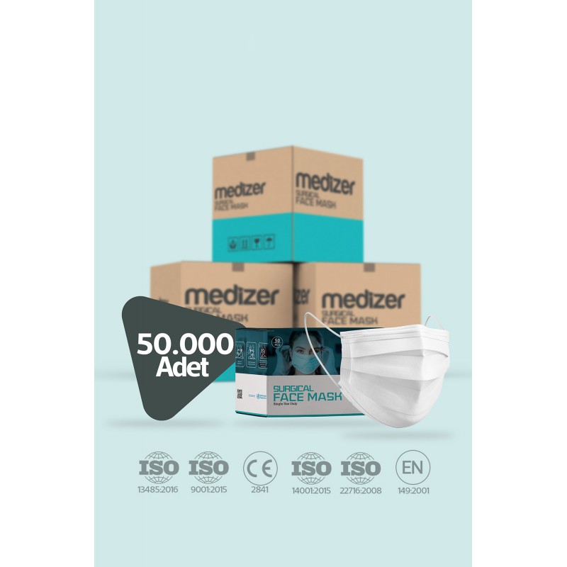 Medizer Meltblown Cerrahi Toptan Maske - 50000 Adet