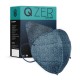 Qzer Lacivert Dalga Desenli FFP2 N95 Maske - 40 Adet