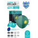 Qzer Yeşil 5 Katlı Ventilli FFP2 N95 Maske 10 Adet