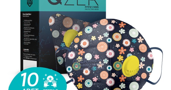 https://www.sabomar.com/Qzer Navy Blue Floral Pattern 5 Ply Valve FFP2 N95 Mask 10 pcs