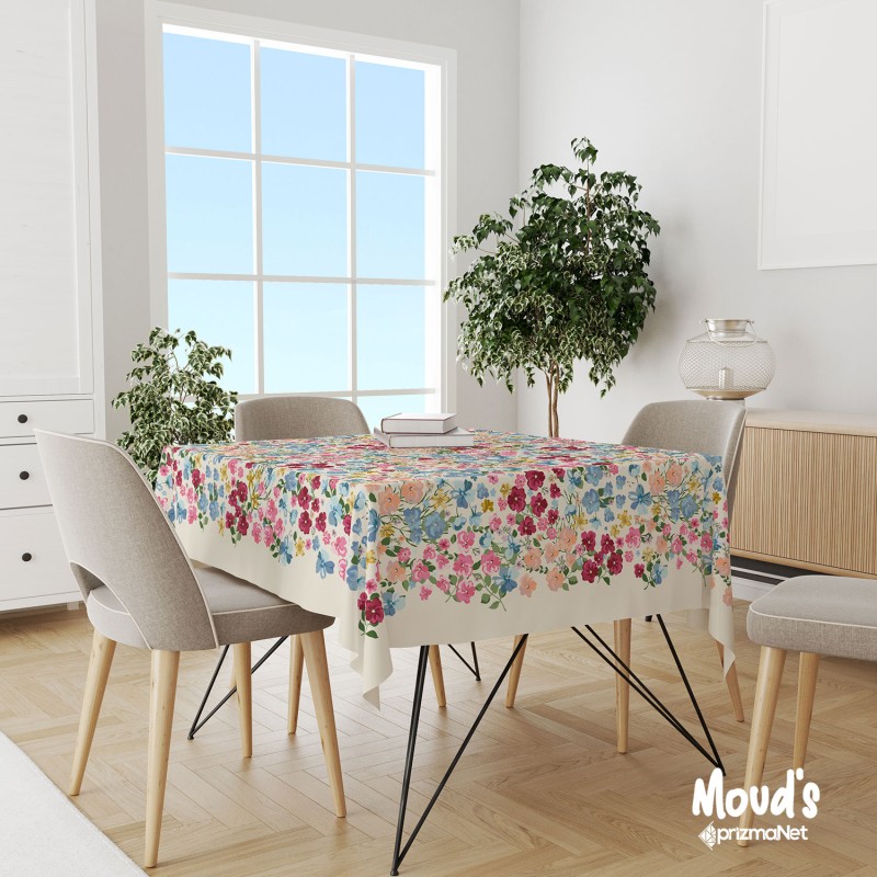 Mouds Renkli Pastel Çiçek Desenli Süet Dertsiz Masa Örtüsü Mouds Renkli Pastel Çiçek Desenli Süet Dertsiz Masa Örtüsü
