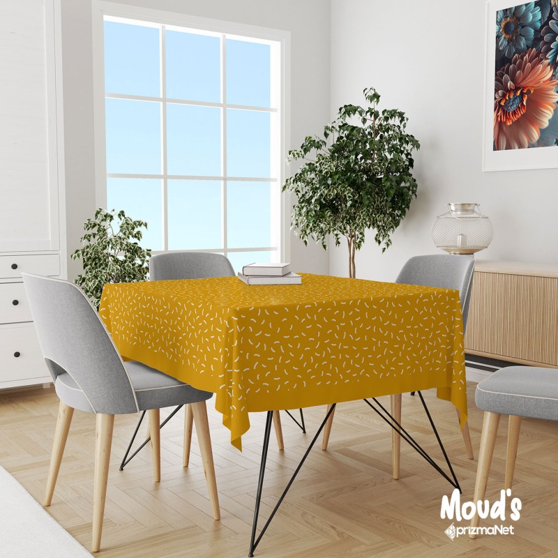 Mouds Sarı Noktalar Desenli Süet Dertsiz Masa Örtüsü Mouds Sarı Noktalar Desenli Süet Dertsiz Masa Örtüsü