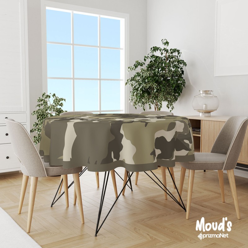 Mouds Yeşil Kamuflaj Desenli Yuvarlak Süet Dertsiz Masa Örtüsü Mouds Yeşil Kamuflaj Desenli Yuvarlak Süet Dertsiz Masa Örtüsü