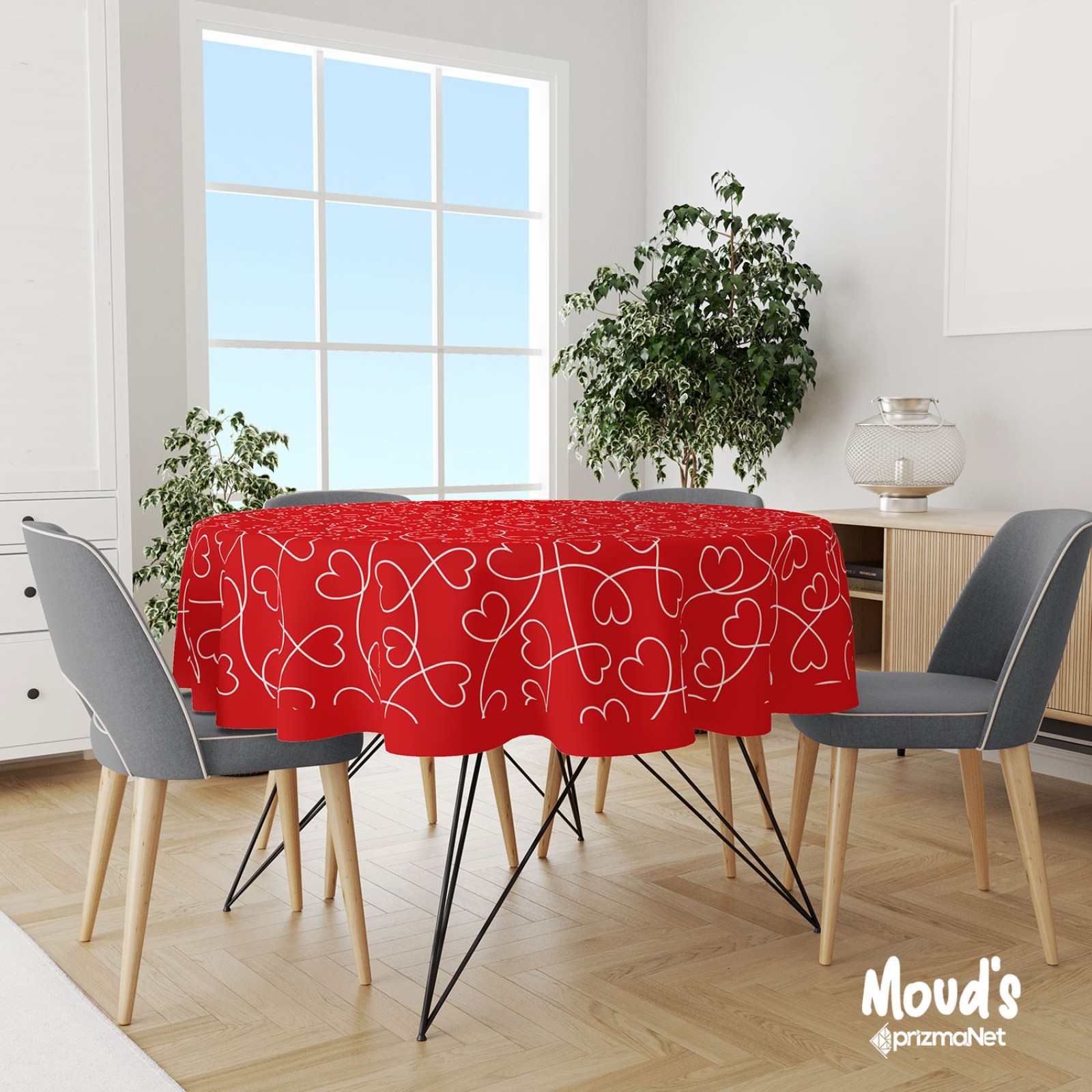 https://www.sabomar.com/Mouds Colorful Hearts Red Patterned Round Suede Carefree Table Cloth