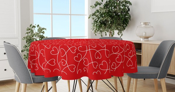 https://www.sabomar.com/Mouds Colorful Hearts Red Patterned Round Suede Carefree Table Cloth