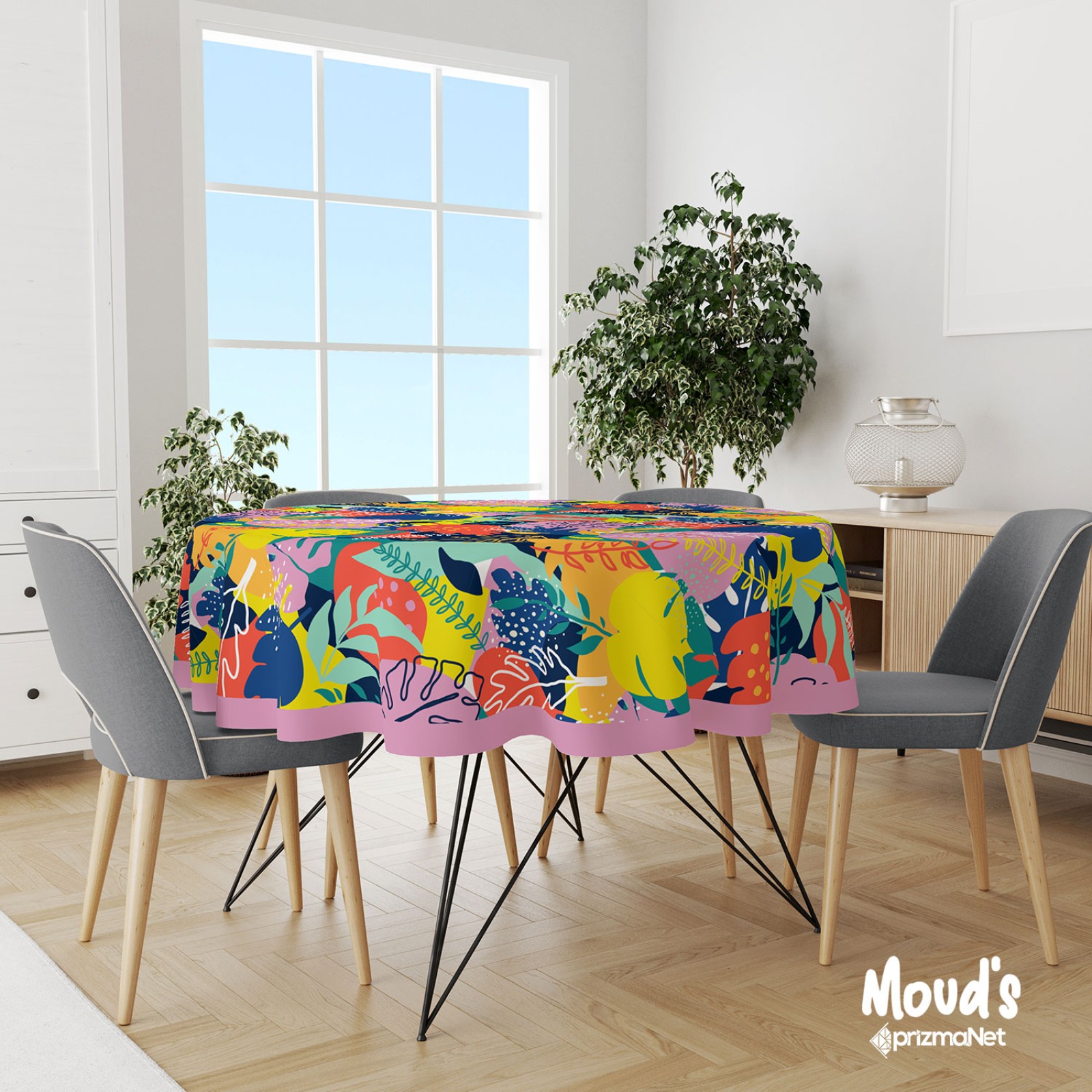 https://www.sabomar.com/Mouds Colorful Leaves Patterned Round Suede Carefree Table Cloth