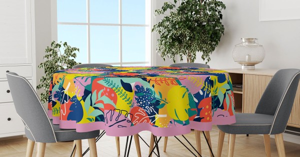 https://www.sabomar.com/Mouds Colorful Leaves Patterned Round Suede Carefree Table Cloth